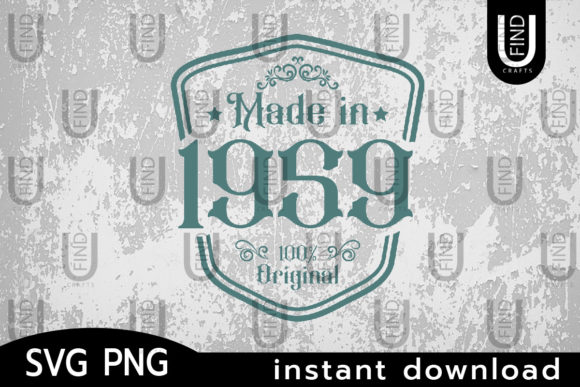 Made in 1959 Svg, Birthday Svg Label